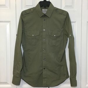Express long sleeve button down military shirt